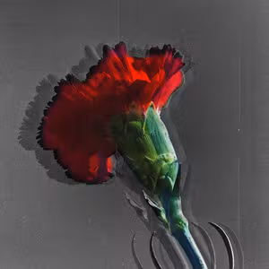 NO FOOL cover art - a red carnation against a gray background
